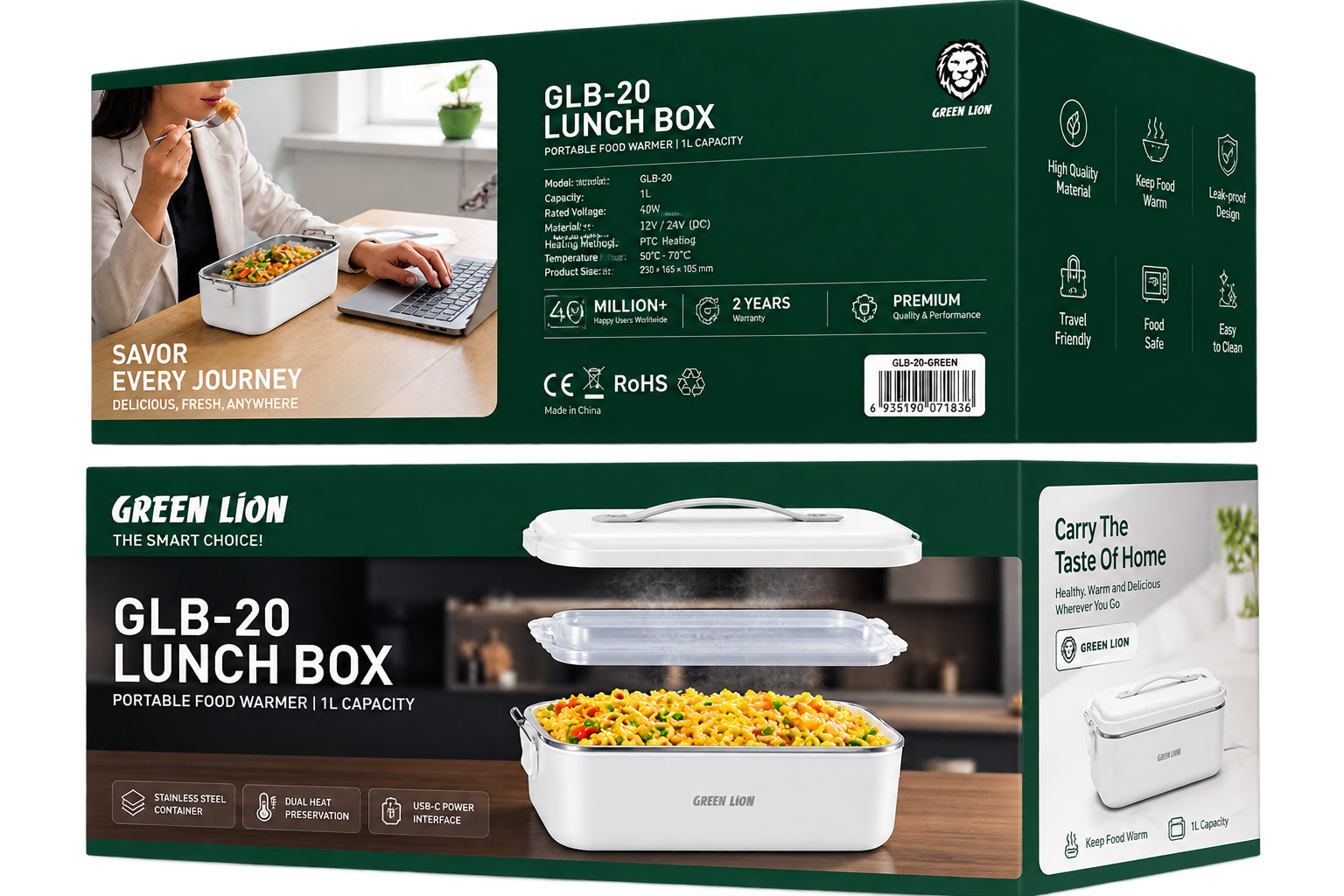 گرمکن غذای قابل حمل GLB-20 گرین Green Lion GLB-20 Lunch Box